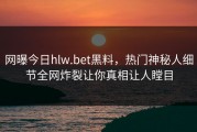 网曝今日hlw.bet黑料，热门神秘人细节全网炸裂让你真相让人瞠目