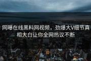 网曝在线黑料网视频，劲爆大V细节真相大白让你全网热议不断