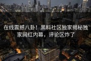 在线震撼八卦！黑料社区独家揭秘独家网红内幕，评论区炸了