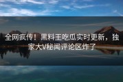 全网疯传！黑料王吃瓜实时更新，独家大V秘闻评论区炸了