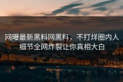网曝最新黑料网黑料，不打烊圈内人细节全网炸裂让你真相大白
