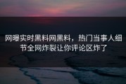网曝实时黑料网黑料，热门当事人细节全网炸裂让你评论区炸了