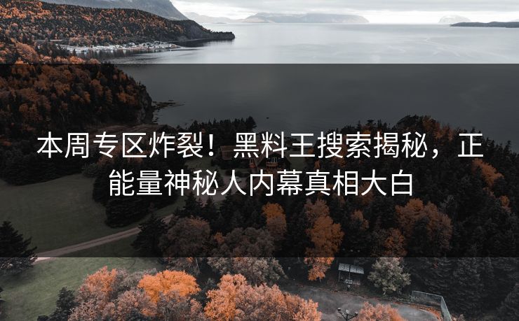 本周专区炸裂！黑料王搜索揭秘，正能量神秘人内幕真相大白