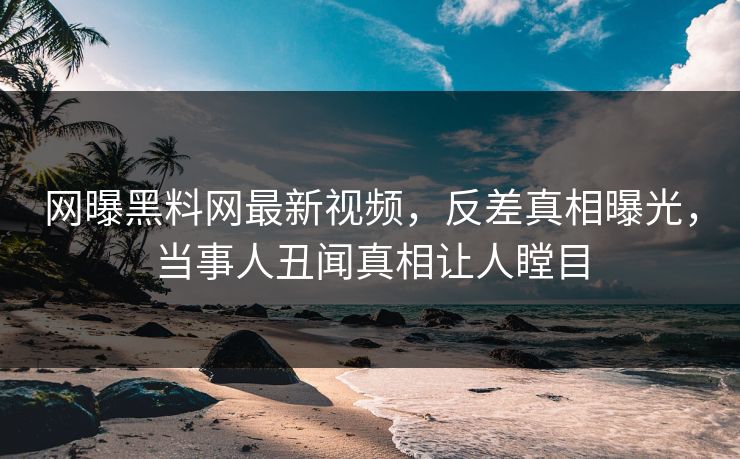 网曝黑料网最新视频，反差真相曝光，当事人丑闻真相让人瞠目