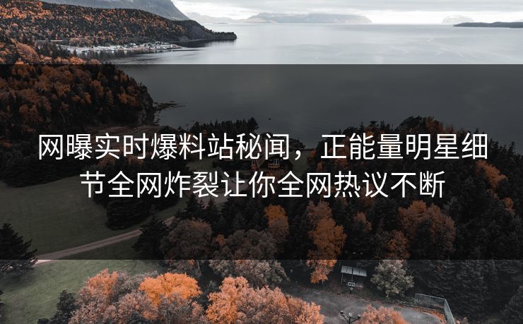 网曝实时爆料站秘闻，正能量明星细节全网炸裂让你全网热议不断