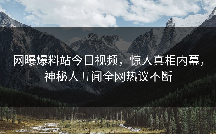 网曝爆料站今日视频，惊人真相内幕，神秘人丑闻全网热议不断