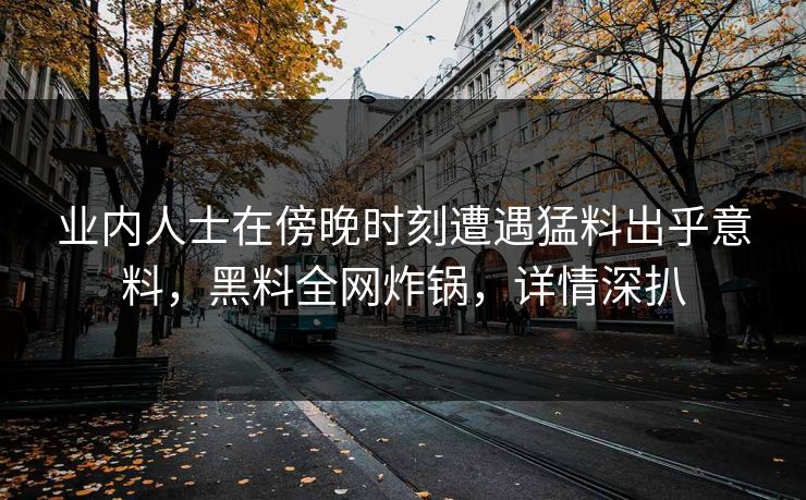 业内人士在傍晚时刻遭遇猛料出乎意料，黑料全网炸锅，详情深扒