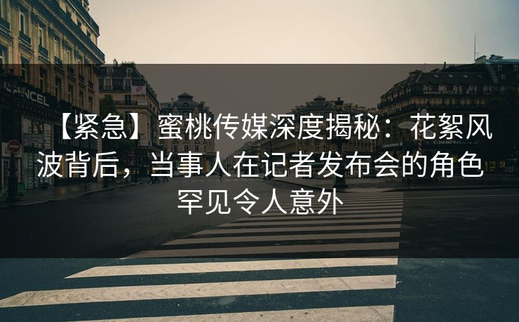 【紧急】蜜桃传媒深度揭秘：花絮风波背后，当事人在记者发布会的角色罕见令人意外