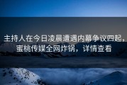 主持人在今日凌晨遭遇内幕争议四起，蜜桃传媒全网炸锅，详情查看