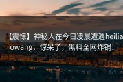 【震惊】神秘人在今日凌晨遭遇heiliaowang，惊呆了，黑料全网炸锅！