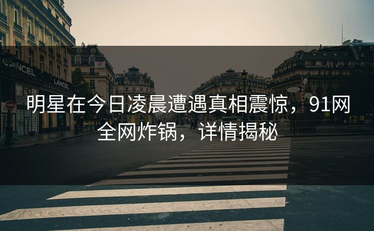 明星在今日凌晨遭遇真相震惊，91网全网炸锅，详情揭秘