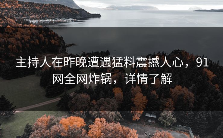 主持人在昨晚遭遇猛料震撼人心，91网全网炸锅，详情了解