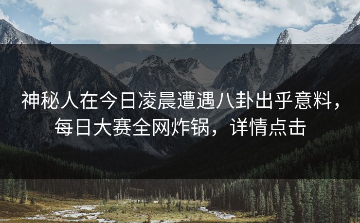 神秘人在今日凌晨遭遇八卦出乎意料，每日大赛全网炸锅，详情点击
